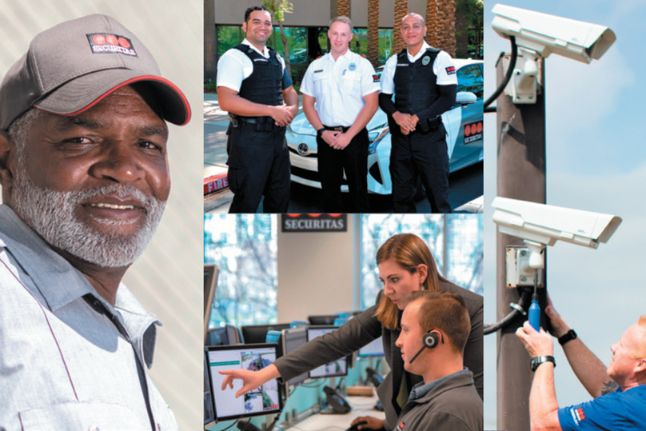 Mix of images of people and Securitas camera products