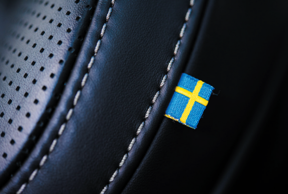 Swedish flag on leather seat