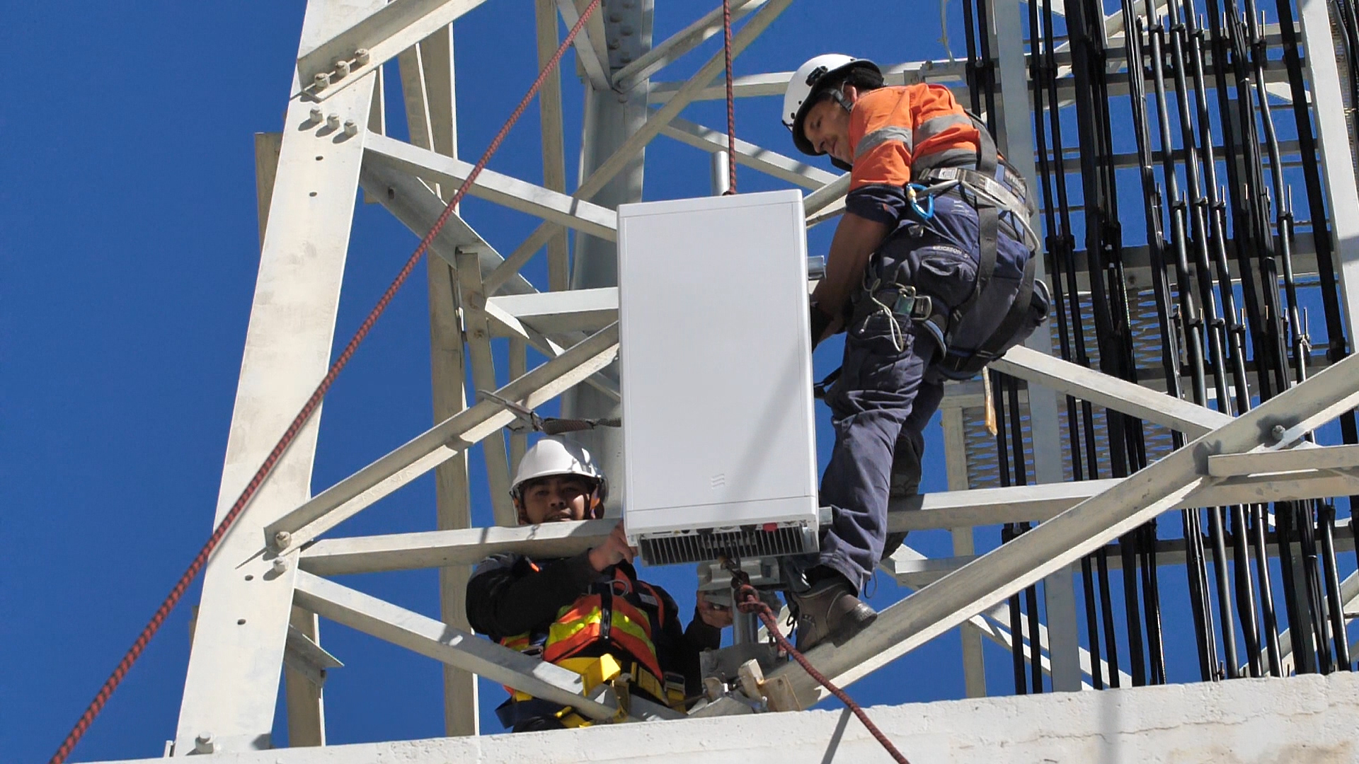 Man Installing 5g Radios on tower