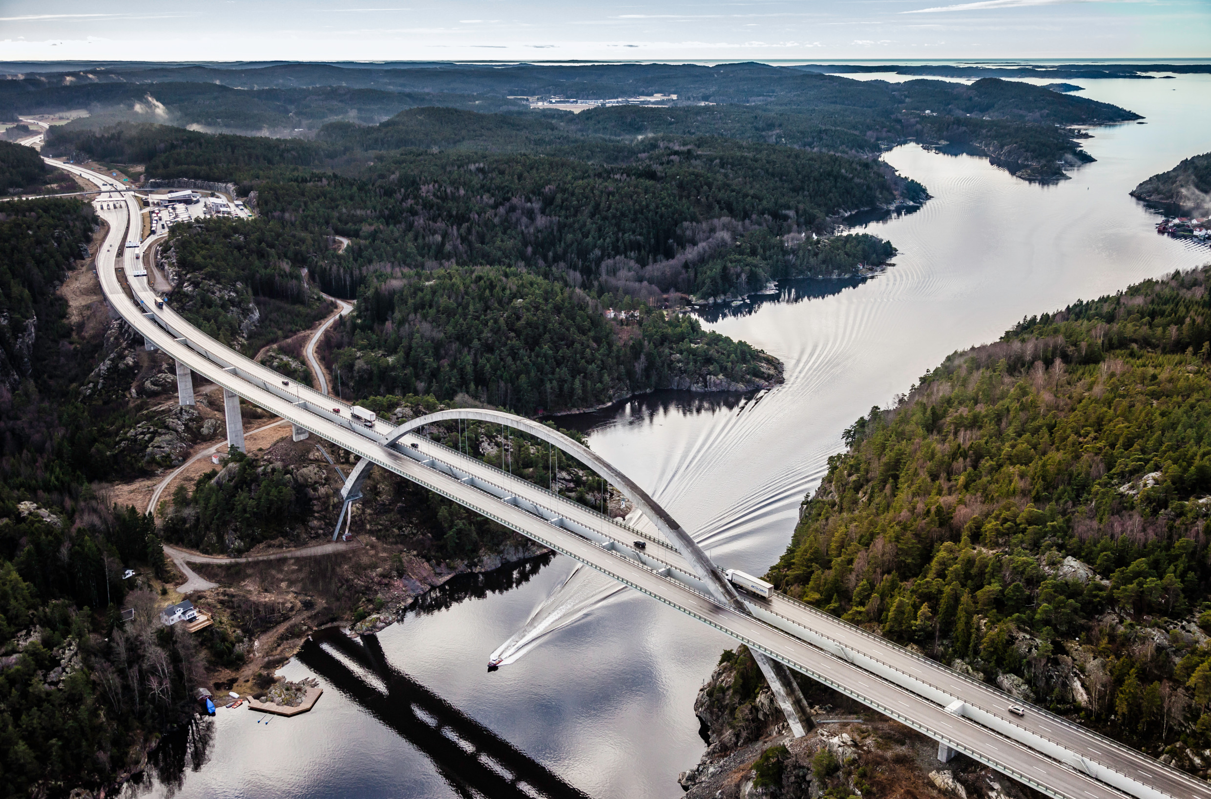 Aerial of norway sweden crossing